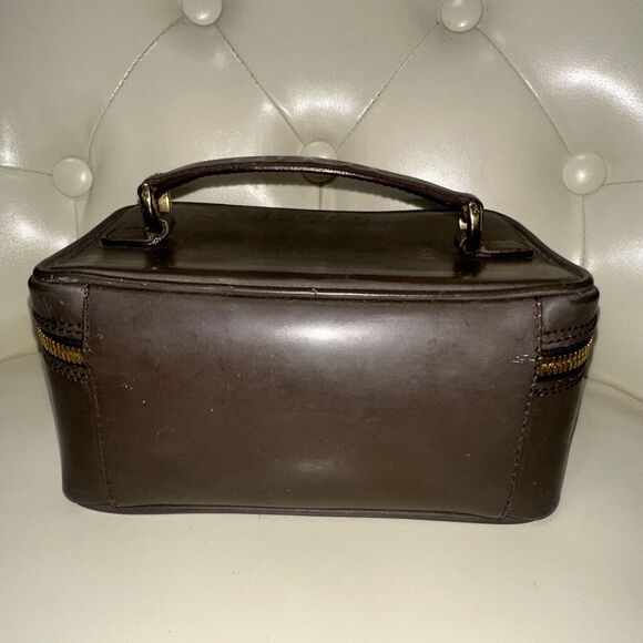 Authentic GUCCI Rare Vanity Bamboo Zipper Cosmetic Pouch Bag Mini Handbag Brown - Picture 5 of 11